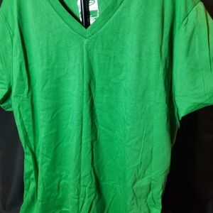 Women Green V-Neck T-Shirt